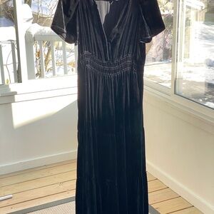Anthropology The Somerset Velvet Dress Black Size Small